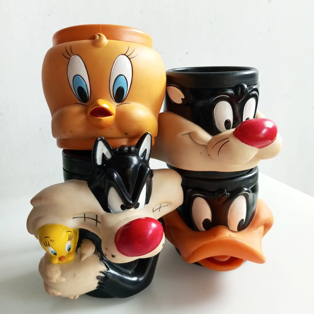 Vintage Mug Cartoon Character  Cocok untuk koleksi Vintage WB Looney Tunes Promotional Plastic Cup M