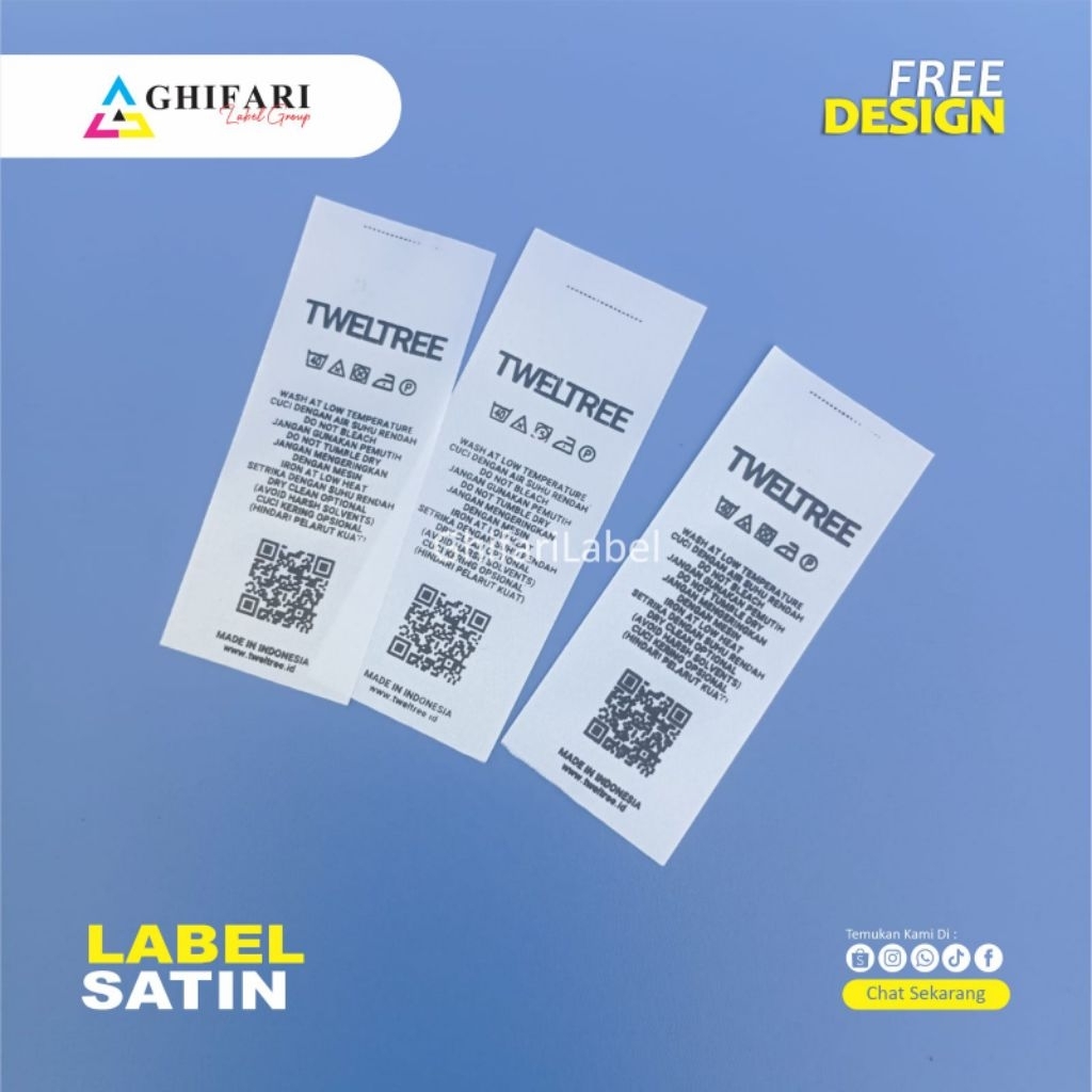 Free desain  satin tebal printing/washing/satin tebal import rajut 2 sisi/satin tebal  label rajut  