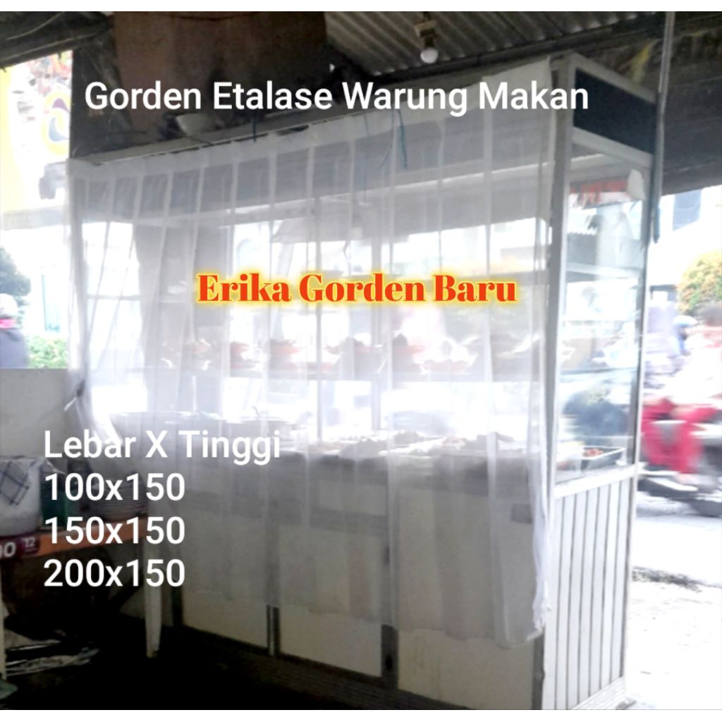 Tirai  Etalase  Warung  Makan  Gorden  Vitrase  Etalase  Putih  Polos Hordeng Plisket Model Cantelan
