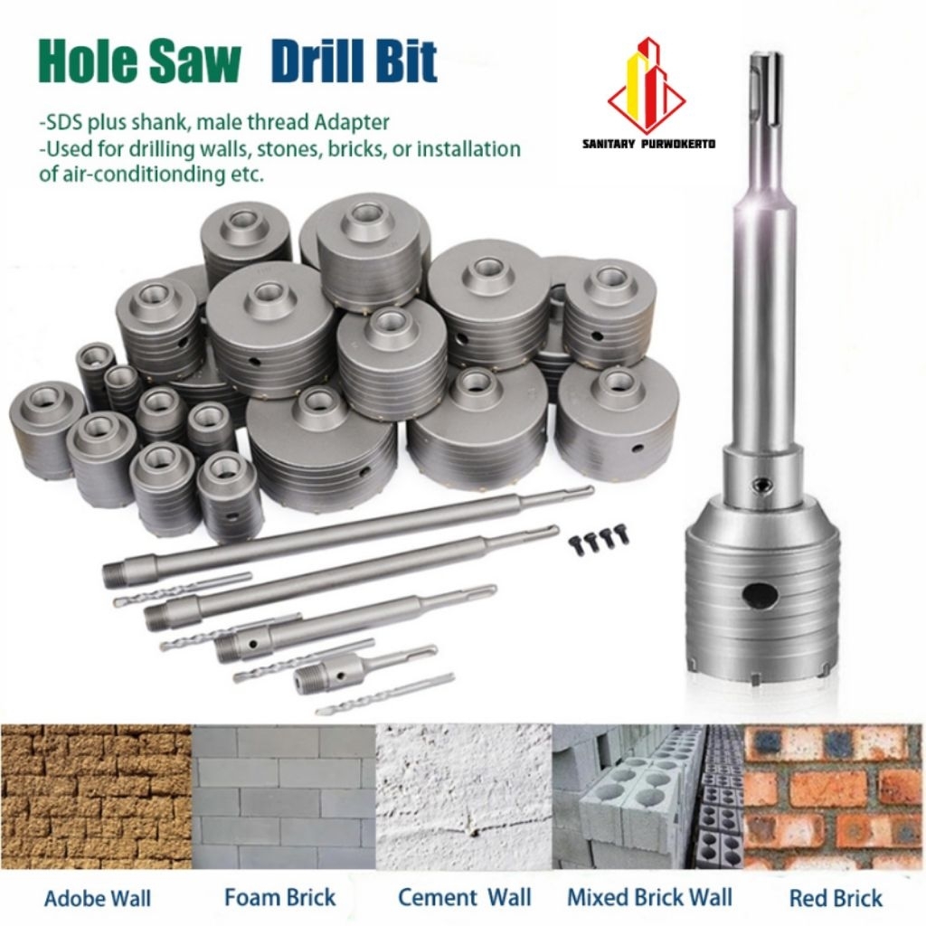 Mata Bor Hole Saw Lubang Tembok Beton, Hole Saw Hollow Core, Hole Saw Pelubang Tembok Beton Pipa Sds
