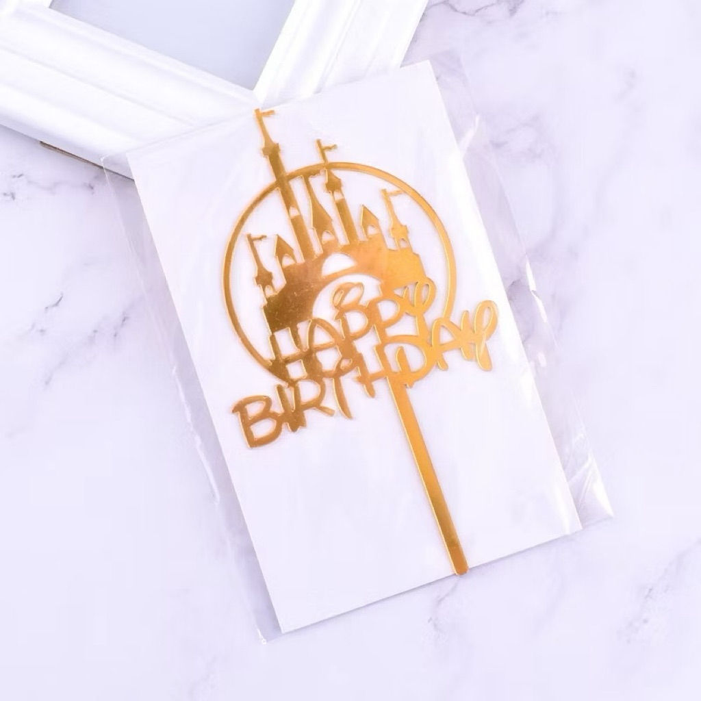 TOPPER CASTLE PRINCESS BAHAN AKRILIK / HIASAN KUE ISTANA PRINCESS topper happy birthday toper ulang 