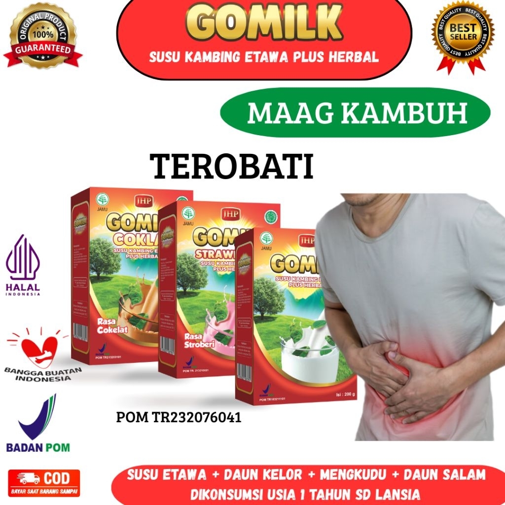 

Gomilk Susu Kambing Etawa 200gr - Herbal Pencernaan, Kolesterol, Maag, Asam Lambung