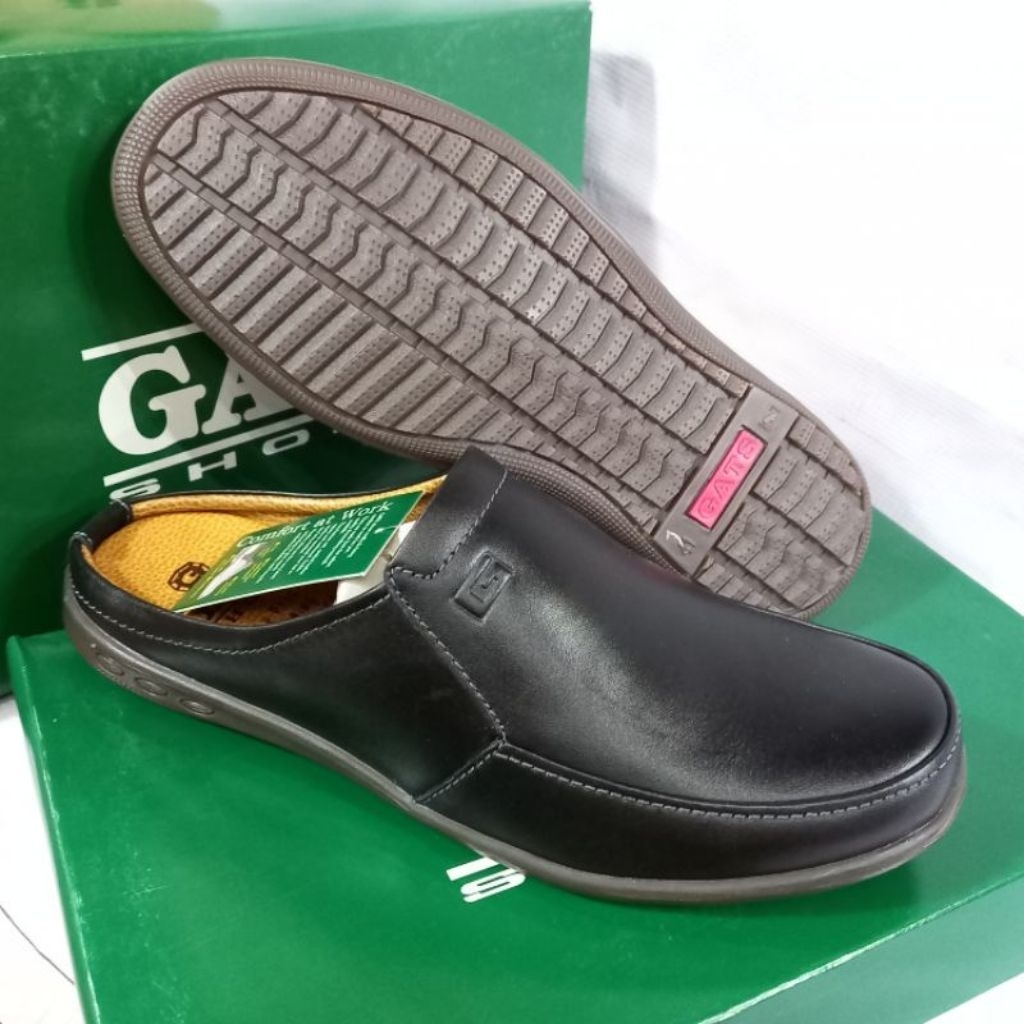 SEPATU BUSTONG KULIT PRIA GATS NB 002 HITAM ORIGINAL