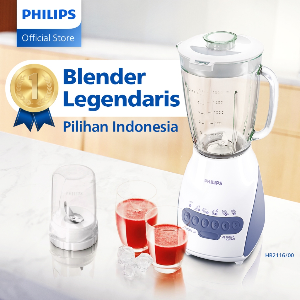 Philips Blender HR2116/00 - Blender 2 liter - Blender Philips Blender kaca 350 W - Grey