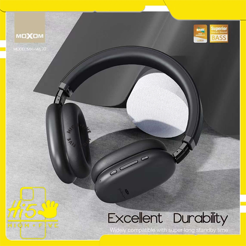 Headphone Bluetooth MOXOM Black Samurai WL70 Wireless Headset Superior Bass