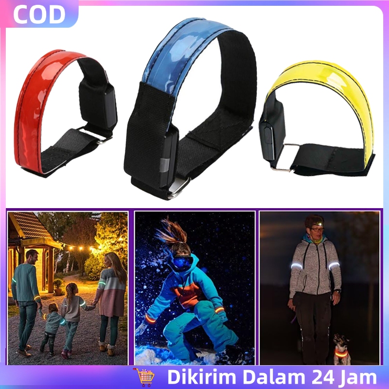 Armband LED Lampu Olahraga Gelang Lengan Running Safety Belt Light Sport Armband Baterai Pack Night 
