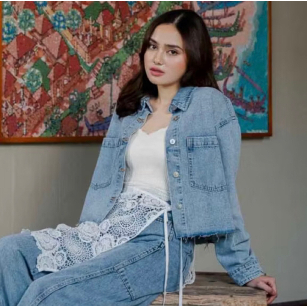 PRELOVED This Is April X Syifa Hadju | Crop Top Althea Top | Denim Top