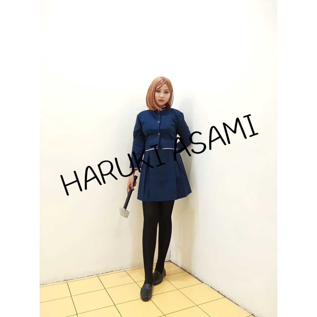 Kostum Kugisaki Nobara dan palu ex Wig dan Overknee