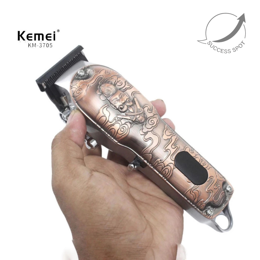 Kemei KM-3705 Mesin Cukur Rambut Profesional dengan Bodi Full Metal Elegan & Layar LCD