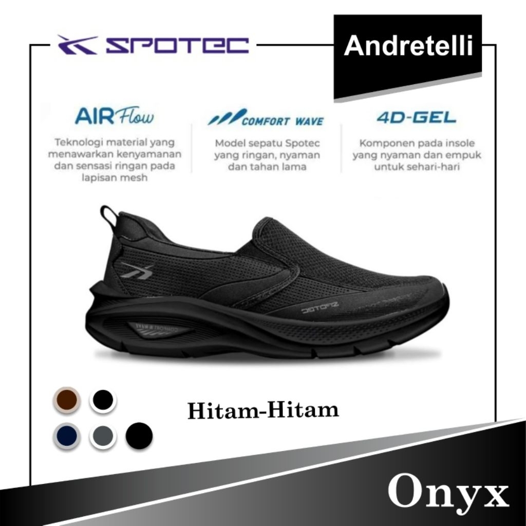 SPOTEC ONYX Sepatu Walking HITAM / HITAM