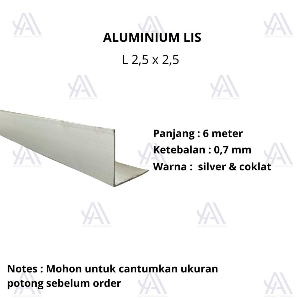 Lis Siku / Lis L / Lis Aluminuim 25 mm /  Lis Siku 2,5 cm Polos