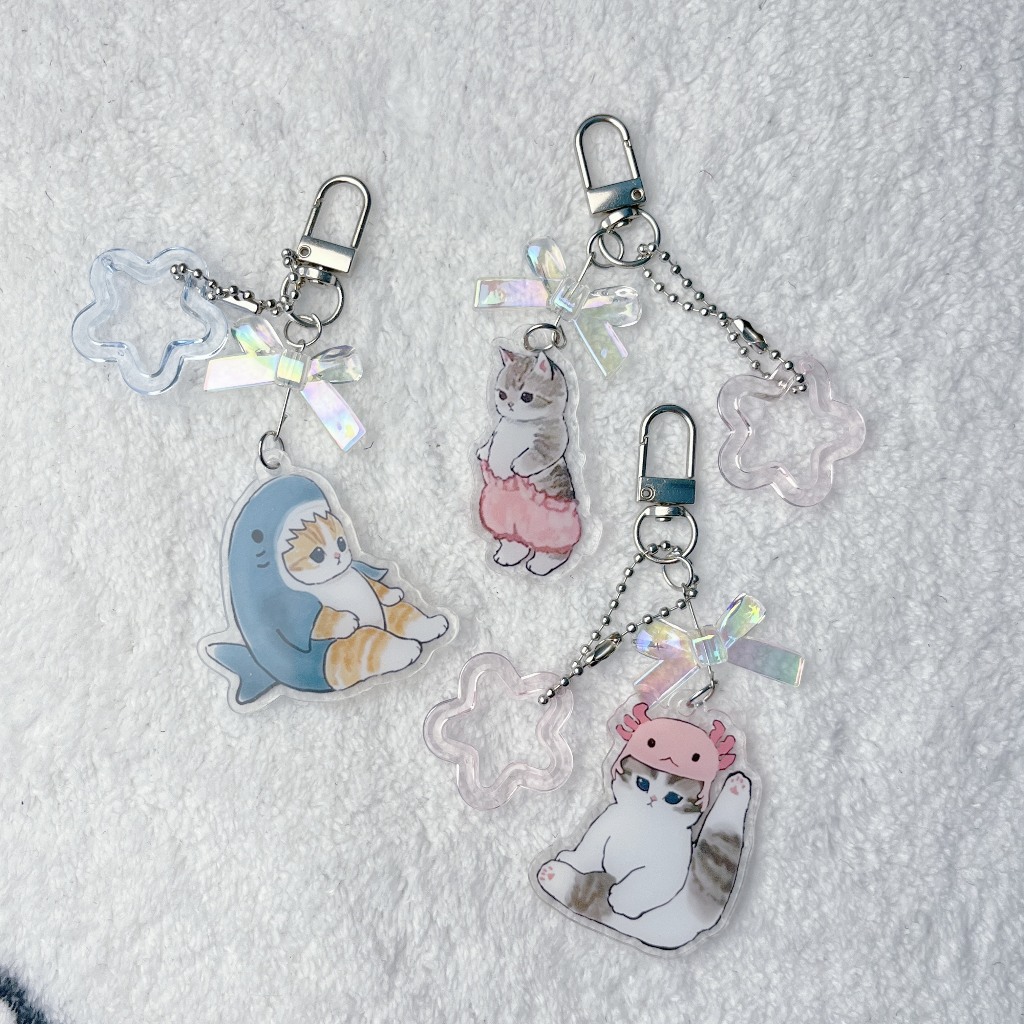 Keychain Kucing Akrilik Lucu/ Gantungan Kunci Akrilik/Gantungan Kunci Kucing/ Gantungan Tas Aestheti