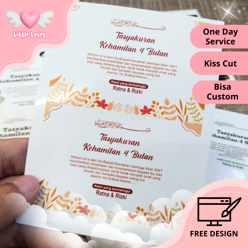 

Sticker dan Kartu Ucapan Stiker Card Tasyakuran Kehamilan 4 Bulanan Free Design