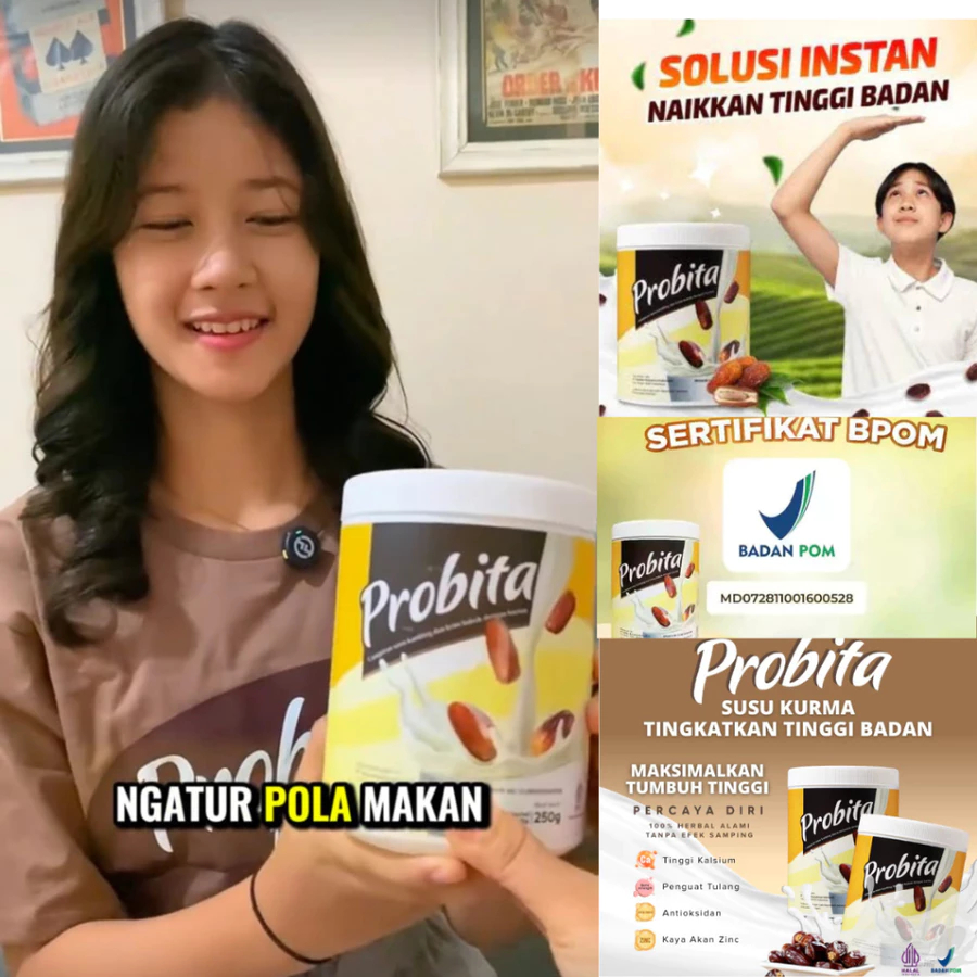 

PROBITA II Susu Kurma Ajwa 250gr - Penambah Tinggi Badan Anak & Remaja - Rendah Gula - BPOM & Halal