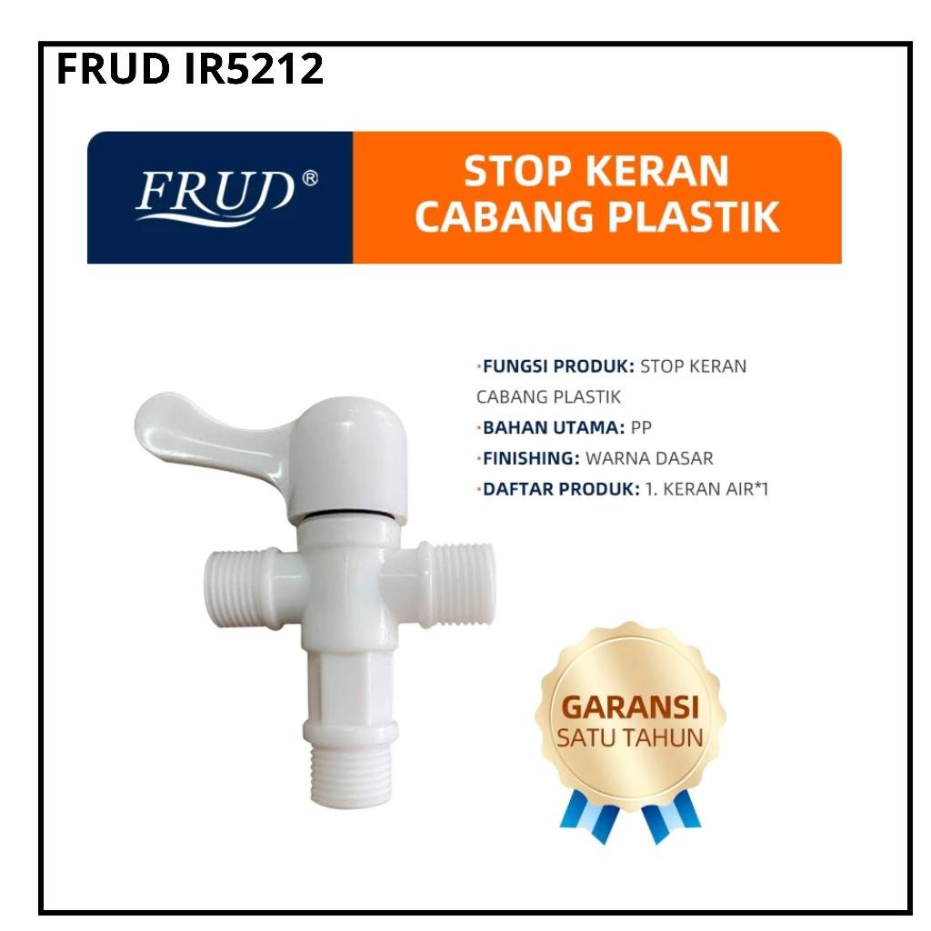 Frud IR5212 Keran Plastik PP Dua Arah - Stop Kran Cabang