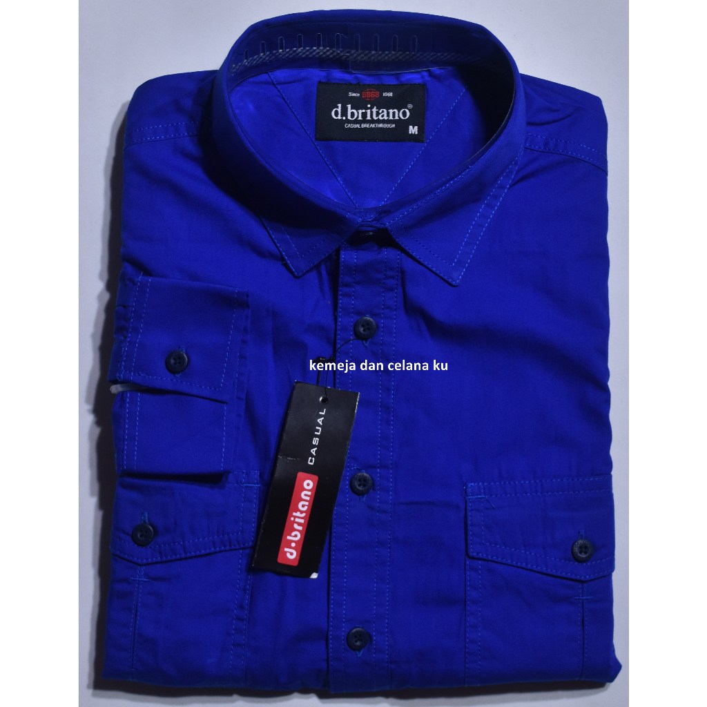 Kemeja Pria D.BRITANO Lengan Panjang Biru Navy Polos LEC 07 #Kemeja Murah