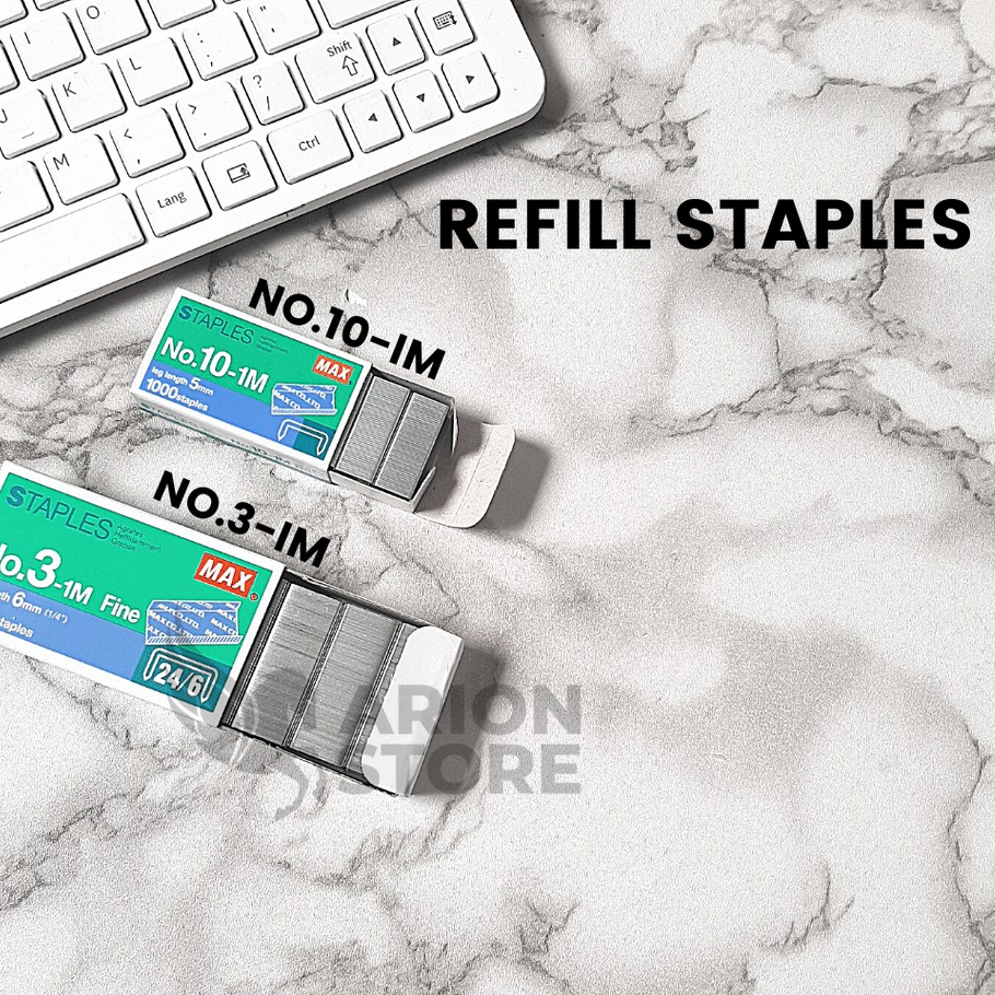 

[ARION STORE] ISI STAPLES MAX NO 10-IM / NO. 3-IM // REFILL STAPLES MAX // ISI STAPLER MAX [PAX KECIL]