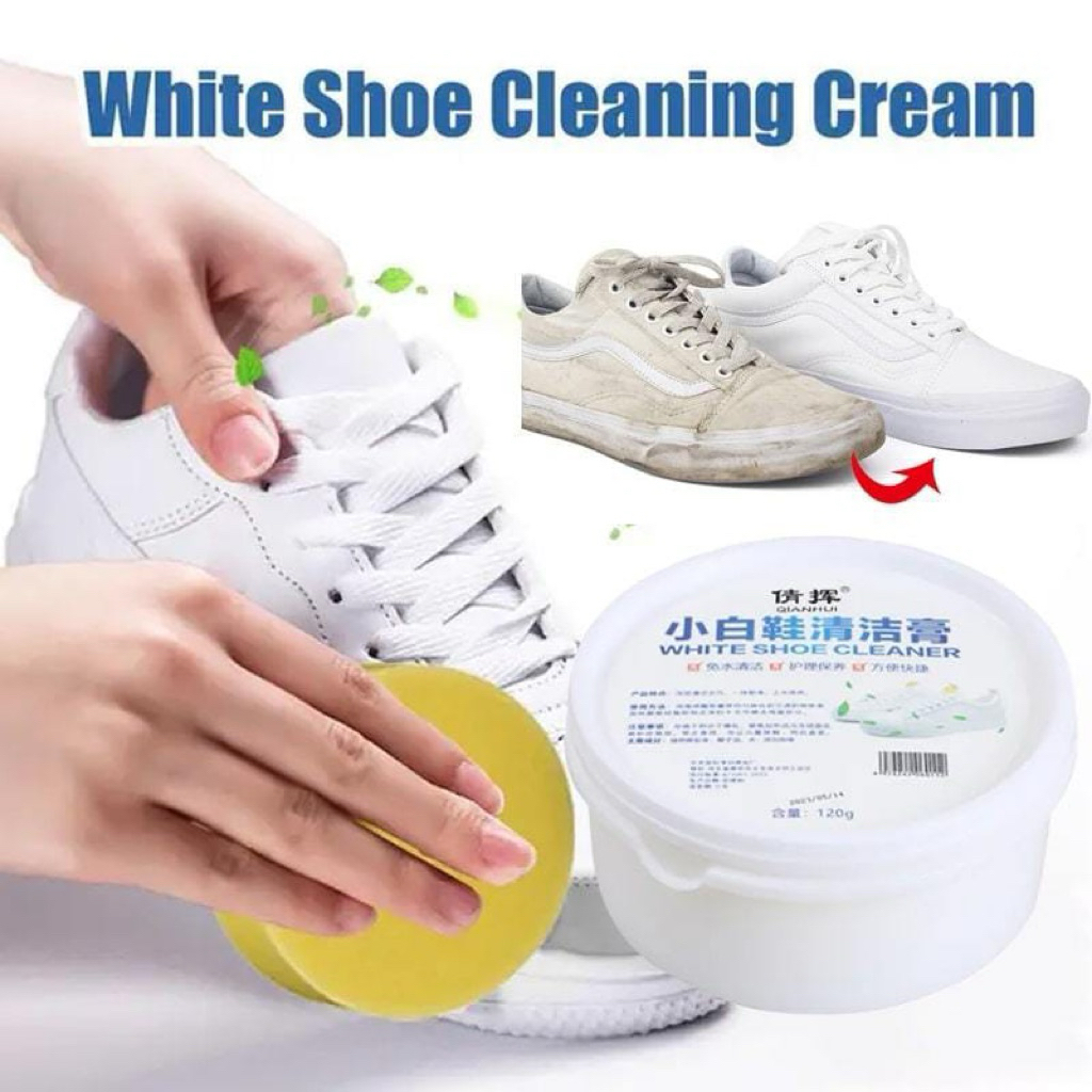 Shoe Cleaner Pembersih Sepatu Putih Yang Kuning - Semir Krim Pemutih Sepatu FREE Spons - Krim Pember