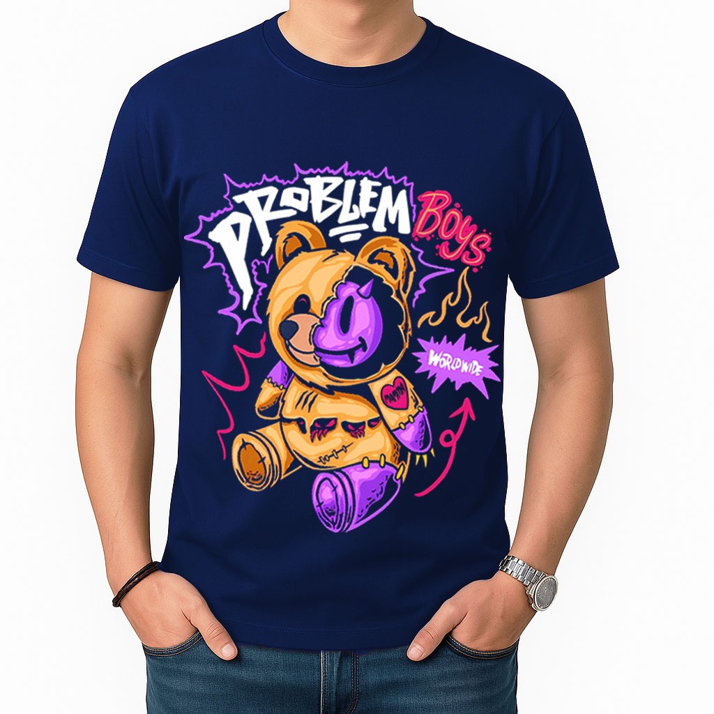 Kaos Distro Pria Gambar Keren Bear Problem Boys / Baju Cowok Lengan Pendek Terbaru Dewasa