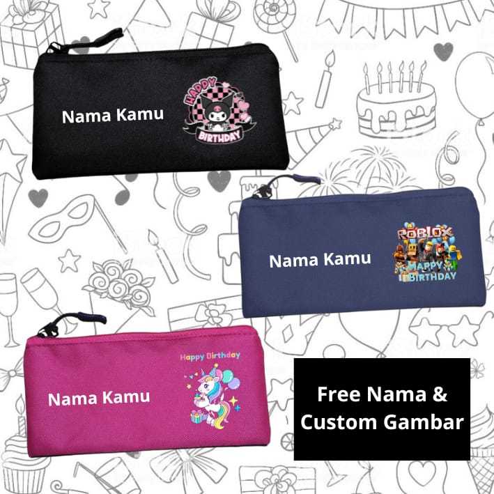 

Tempat Pensil Ulang Tahun Anak Custom Pouch Ultah Souvenir Promosi Sekolah SD TK PAUD Goodie Bag