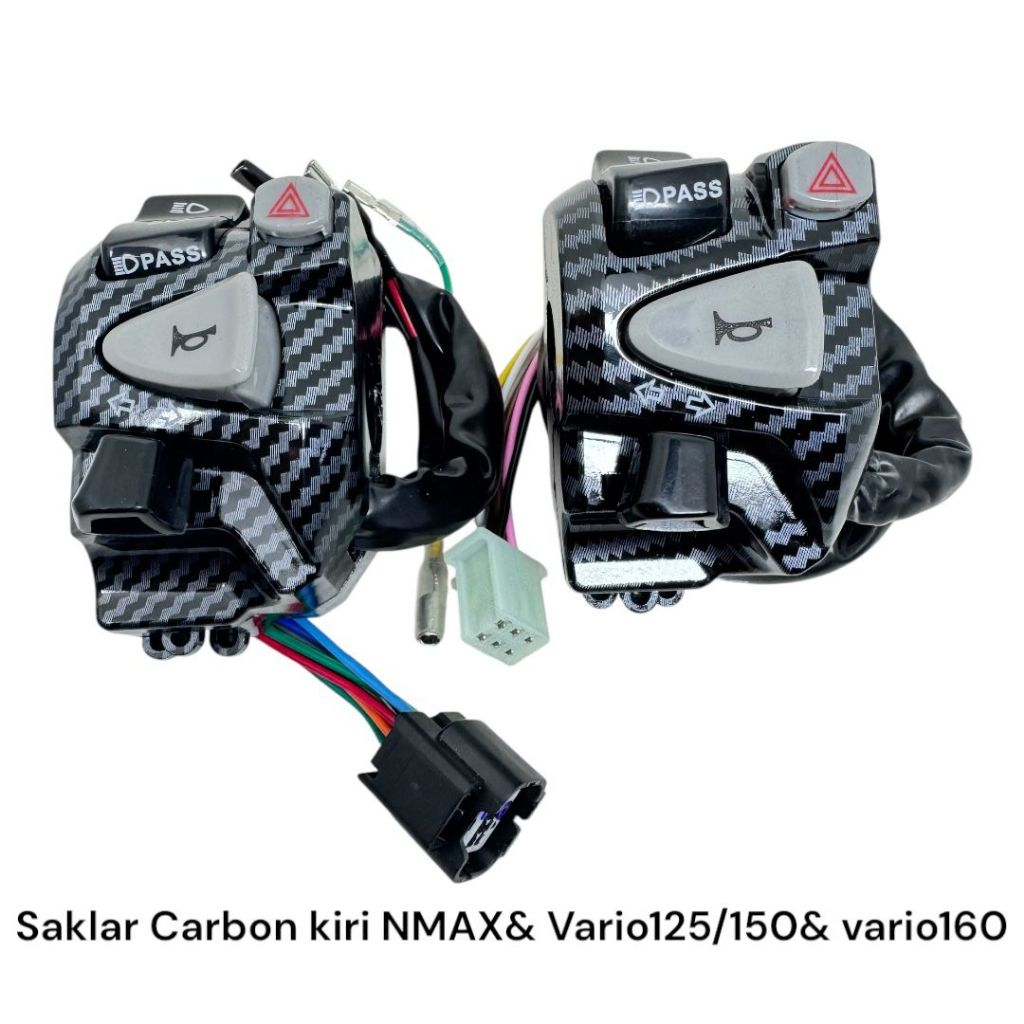 New saklar karbon kiri PNP motor nmax,vario125/150 dan vario 160 tanpa ubah soket