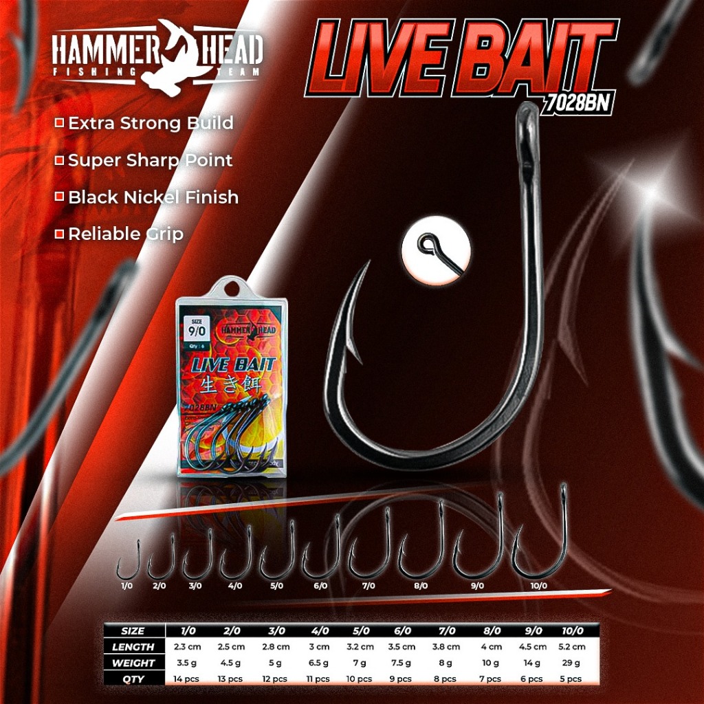 Mata Kail Pancing Hammer Head 7028 BN Live Bait