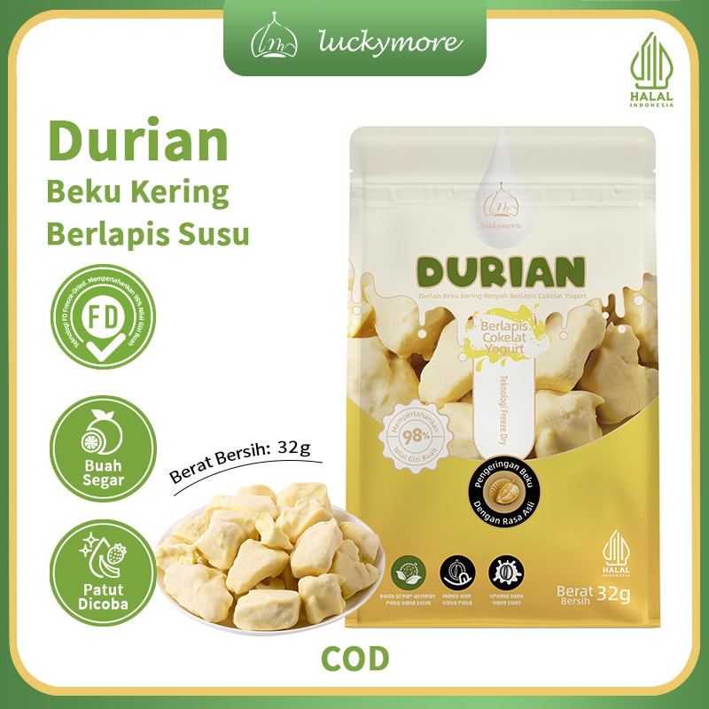 

【Luckymore】HALAL Durian Beku Kering Renyah Berlapis Coklat 32gr, Durian, Buah Durian, Keripik Durian, Keripik Buah, Cemilan Sehat, Durian Kering, Duren Kering