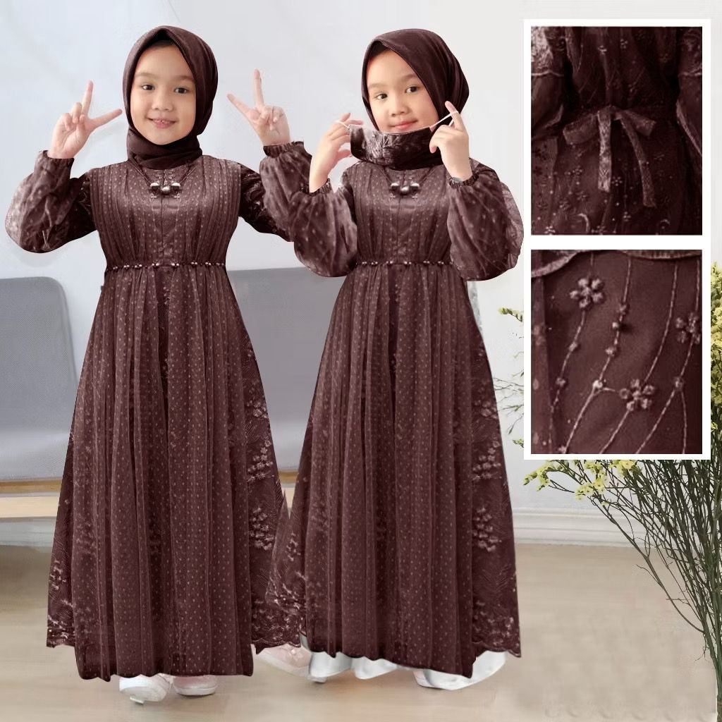 Gamis anak perempuan Wara 3-11tahun /  gamis pesta anak perempuan / gamis anak warna putih / gamis p