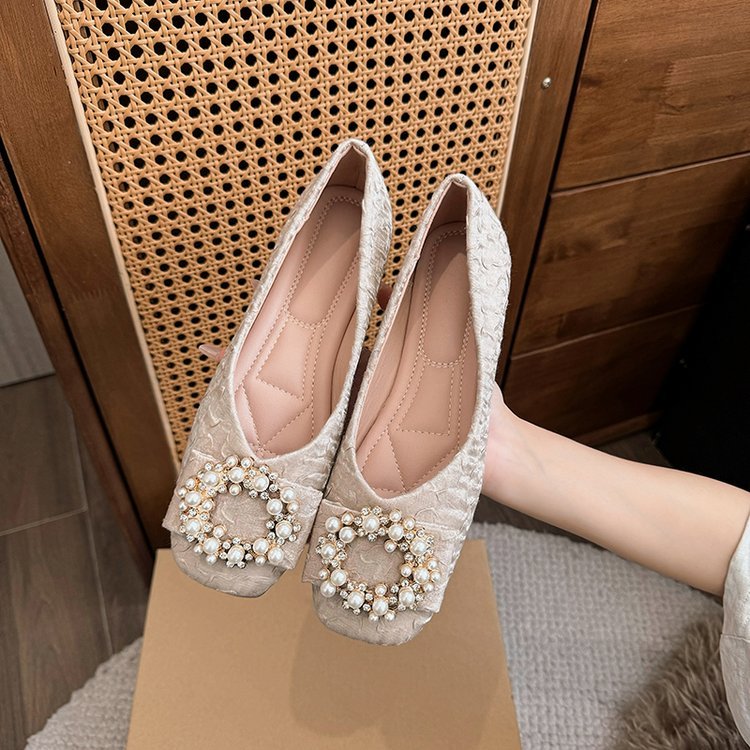 YIMITA beige sepatu flat shoes wanita hak 1cm korean style kekinian flat shoes empuk jelly lucu aest