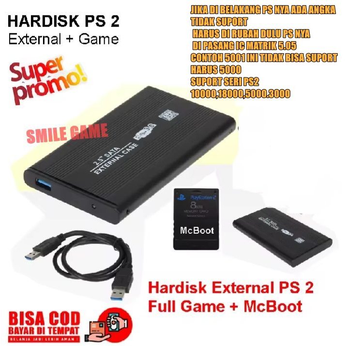 HARDISK EXSTERNAL PS2 HDD 60GB FULL GAME 50 GAME