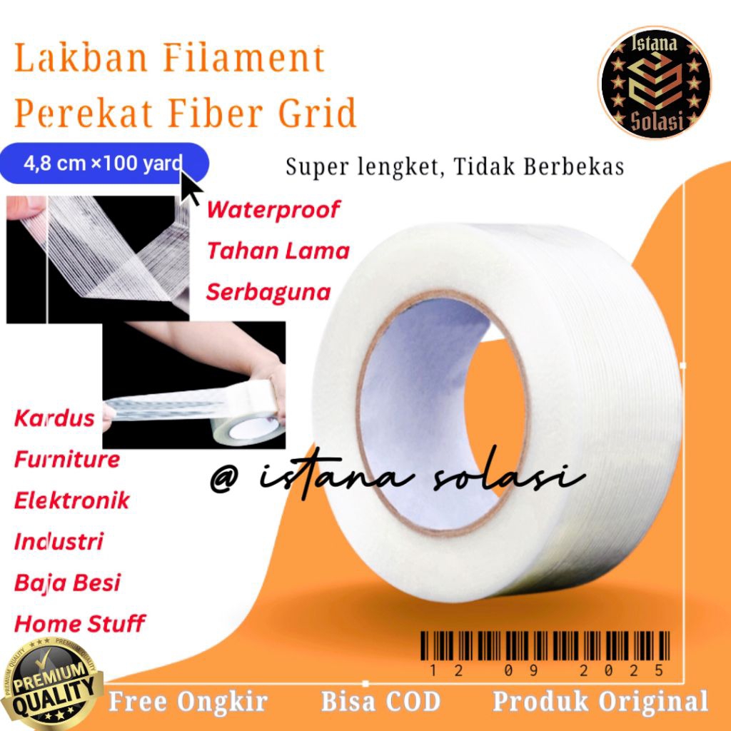 

solasi lakban serat fiber filamen tape solasi paking serbaguna daya rekat kuat