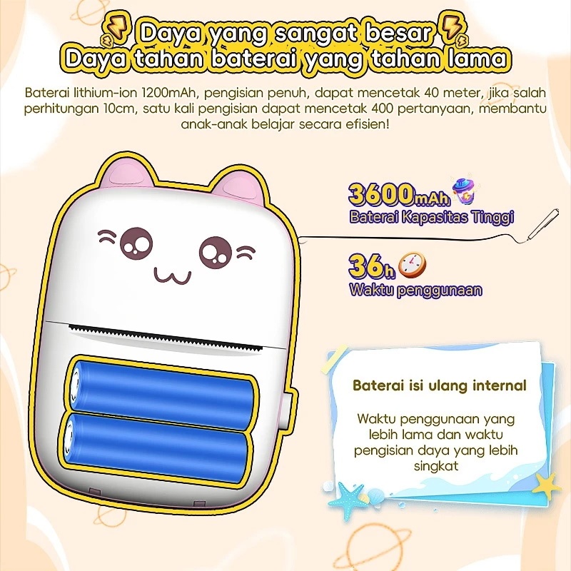 

Mini Bluetooth Thermal Printer Tanpa Tinta Portable