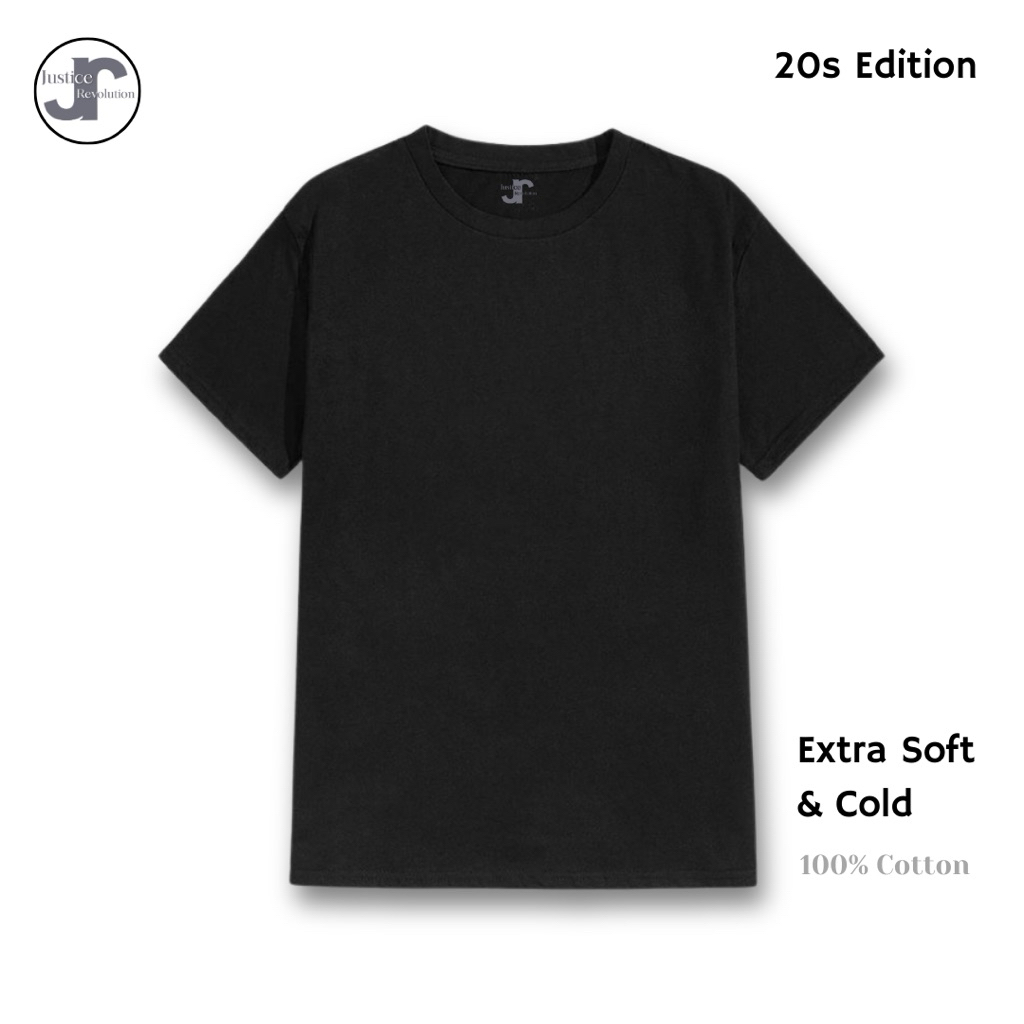 -JR- 20s Cotton Combed | Basic T-shirt Black Edition | Unisex | Kaos Polos Hitam Premium