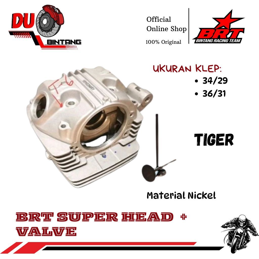 BRT Head Silinder Kop + Klep Nickel Bronze Porting CNC Tiger GL Series Megapro Old CB 100/125