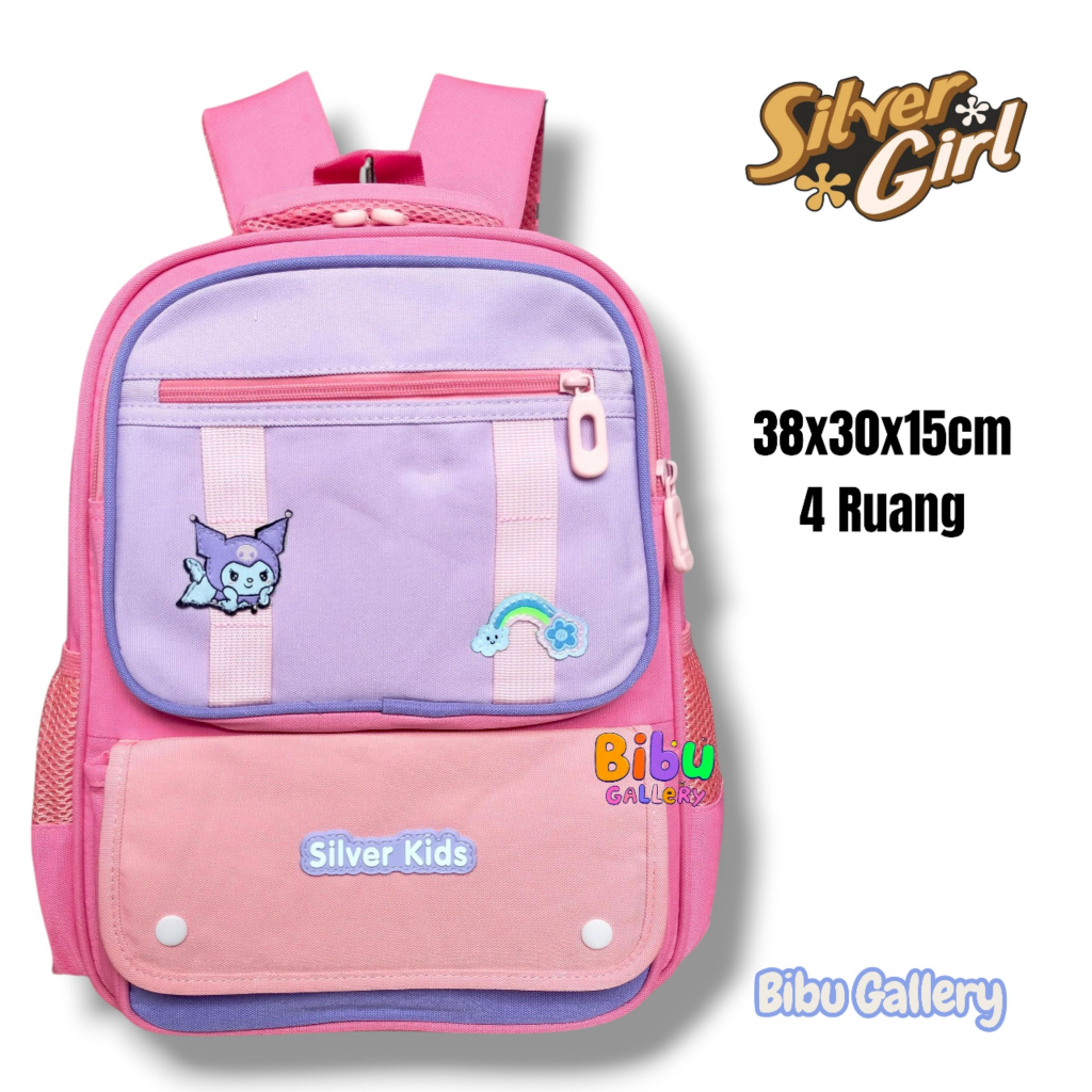 Tas Ransel Anak Perempuan Kuromi 43015G Silver Girl Silver Kid