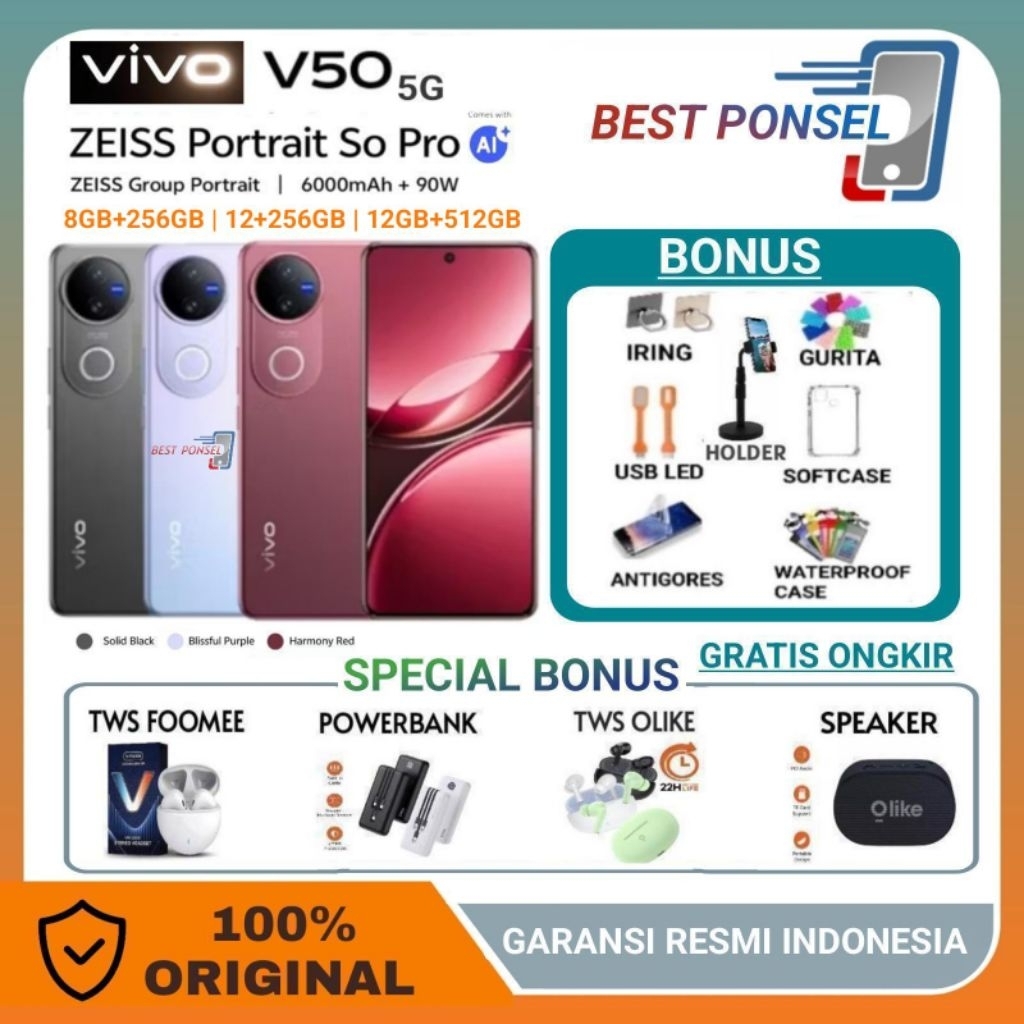 VIVO V50 5G NFC 8GB + 256GB | 12GB + 256GB | 12GB + 512GB | V50 Lite 5G 8GB+256GB | V50 Lite 5G 12GB