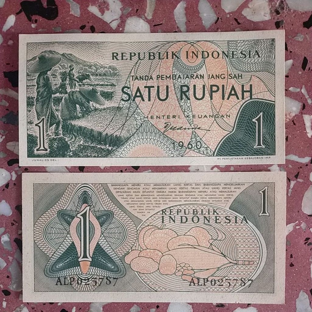 1 rupiah seri sandang pangan tahun 1960