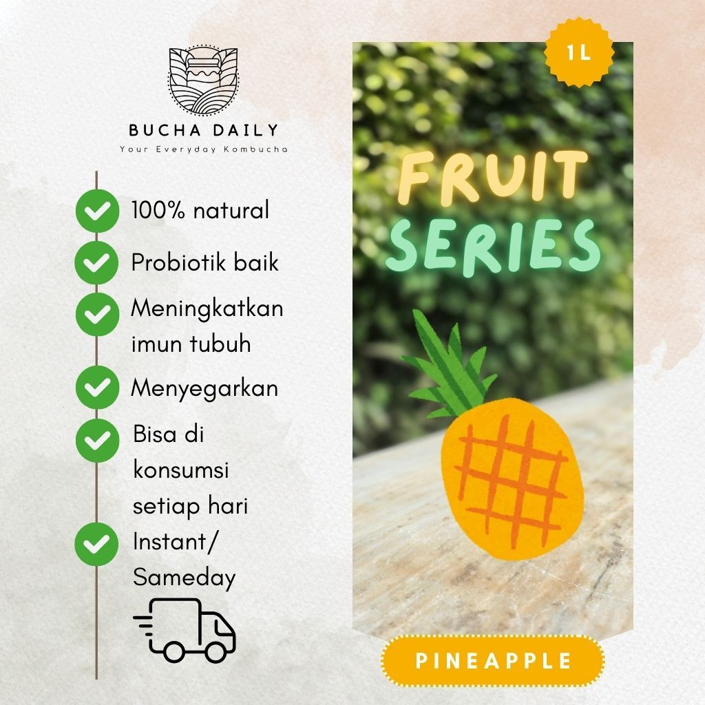 

[Instant/Sameday] Kombucha Teh Fermentasi Rasa NANAS / PINEAPPLE 1000 ml