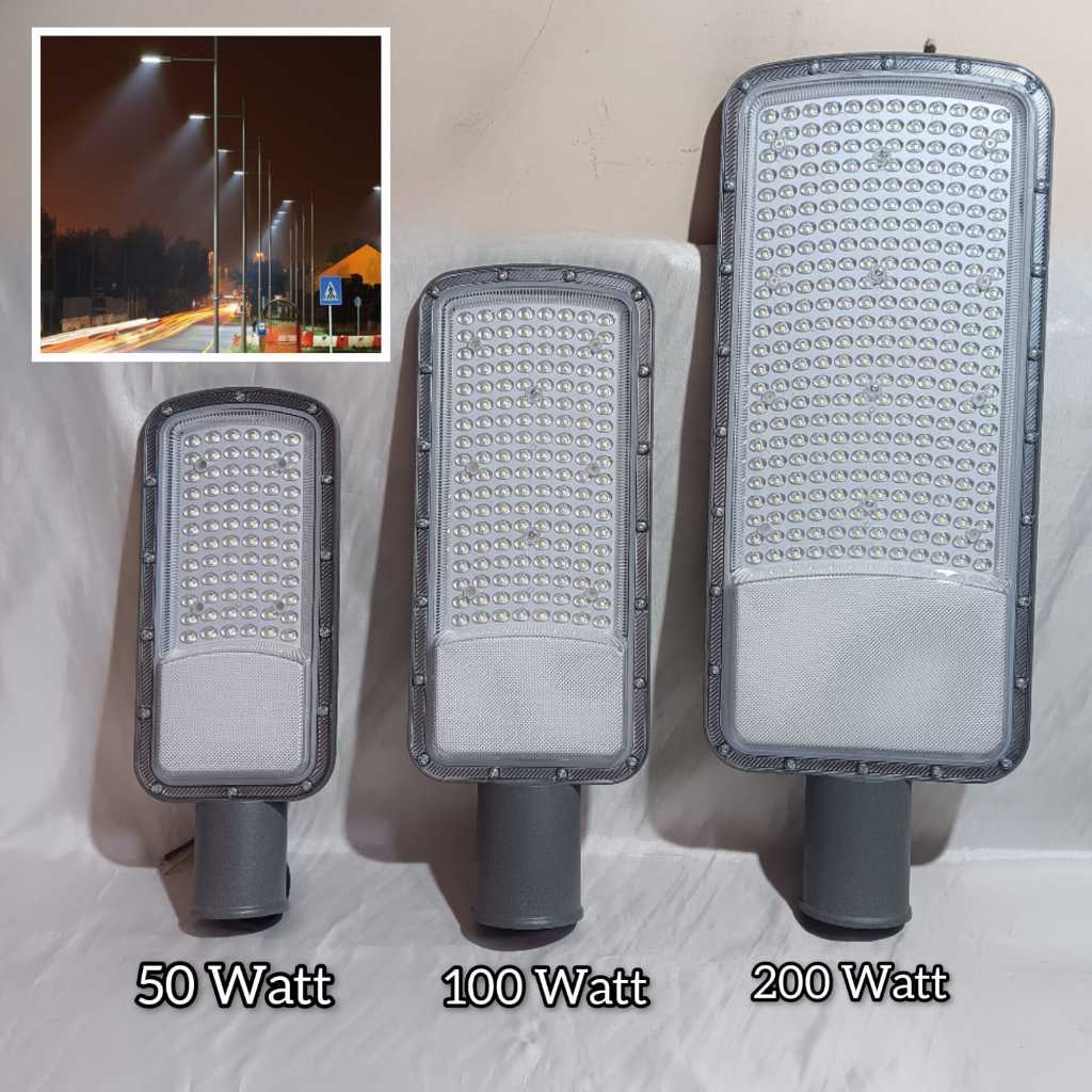 Lampu Jalan LED Tenaga Listrik 50W 100W 200W | Penerangan Jalan Raya & Taman Hemat Energi
