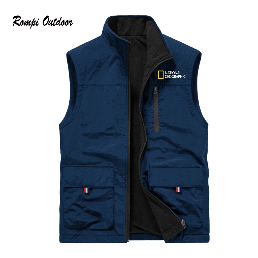 Rompi Vest taslan distro logo National Geographic Terbaru Rompi Vest Parasut kasual Logo National Ge