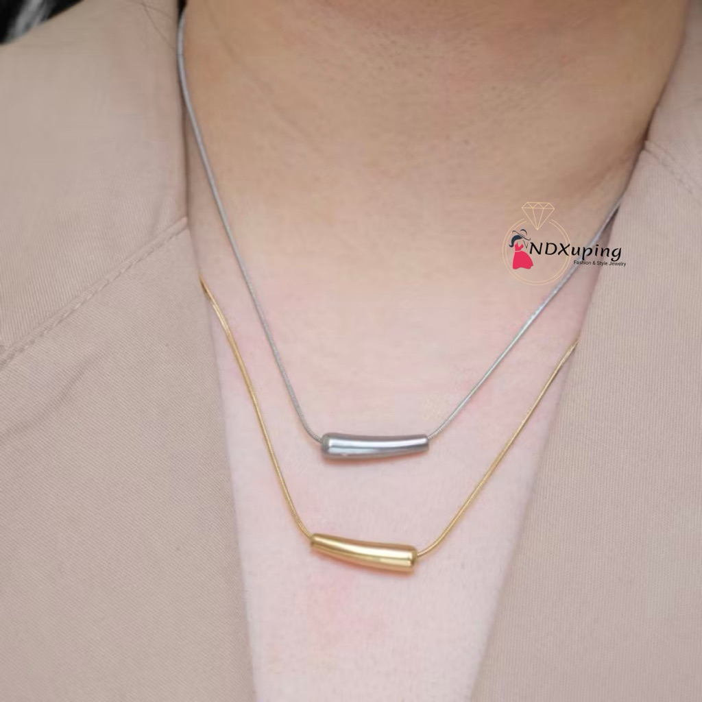 Kalung Belut Smile Shape Titanium Perhiasan Wanita Titanium 750 N12092501