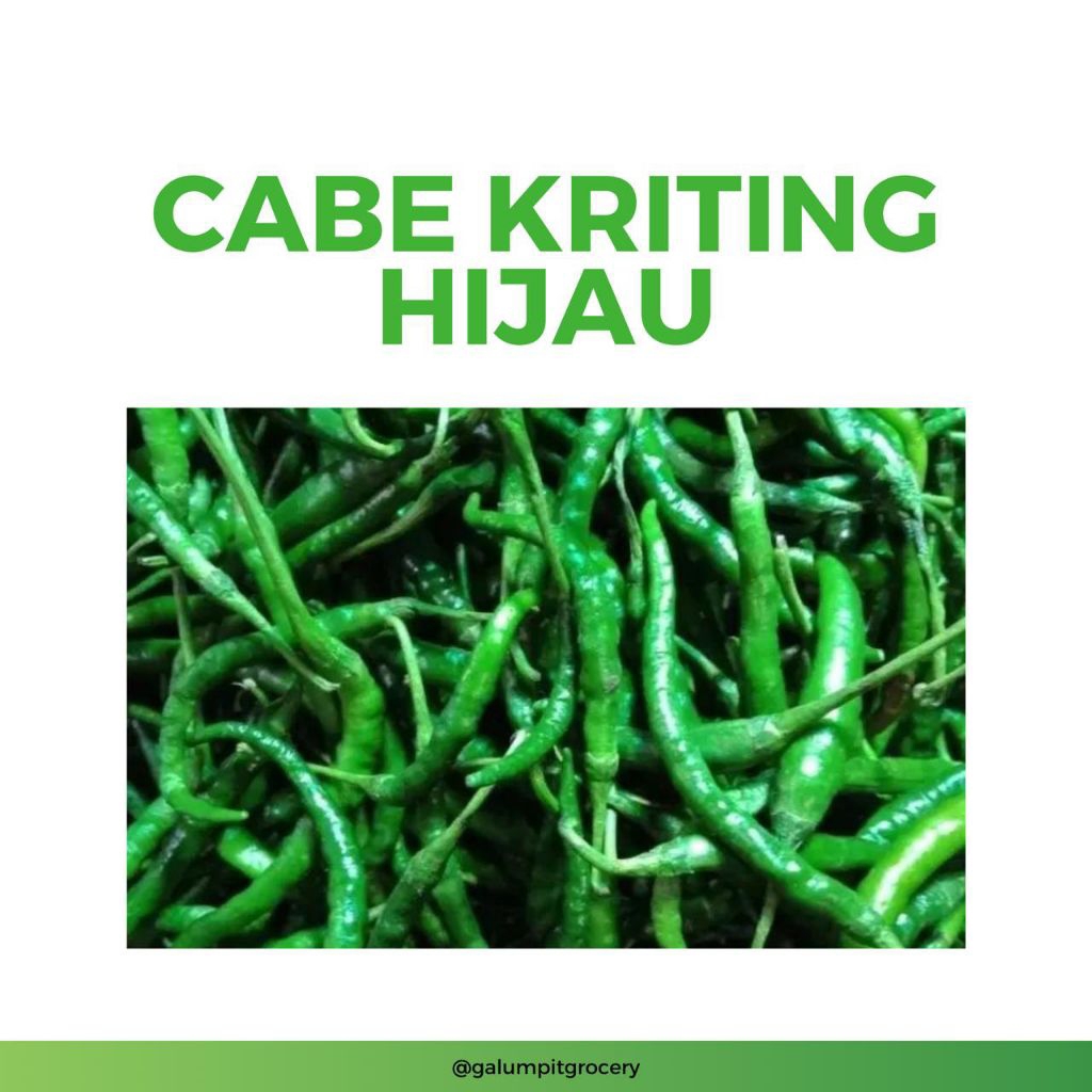 

Cabe Kriting Hijau Segar 100gr - Kirim Instant Bandung Timur