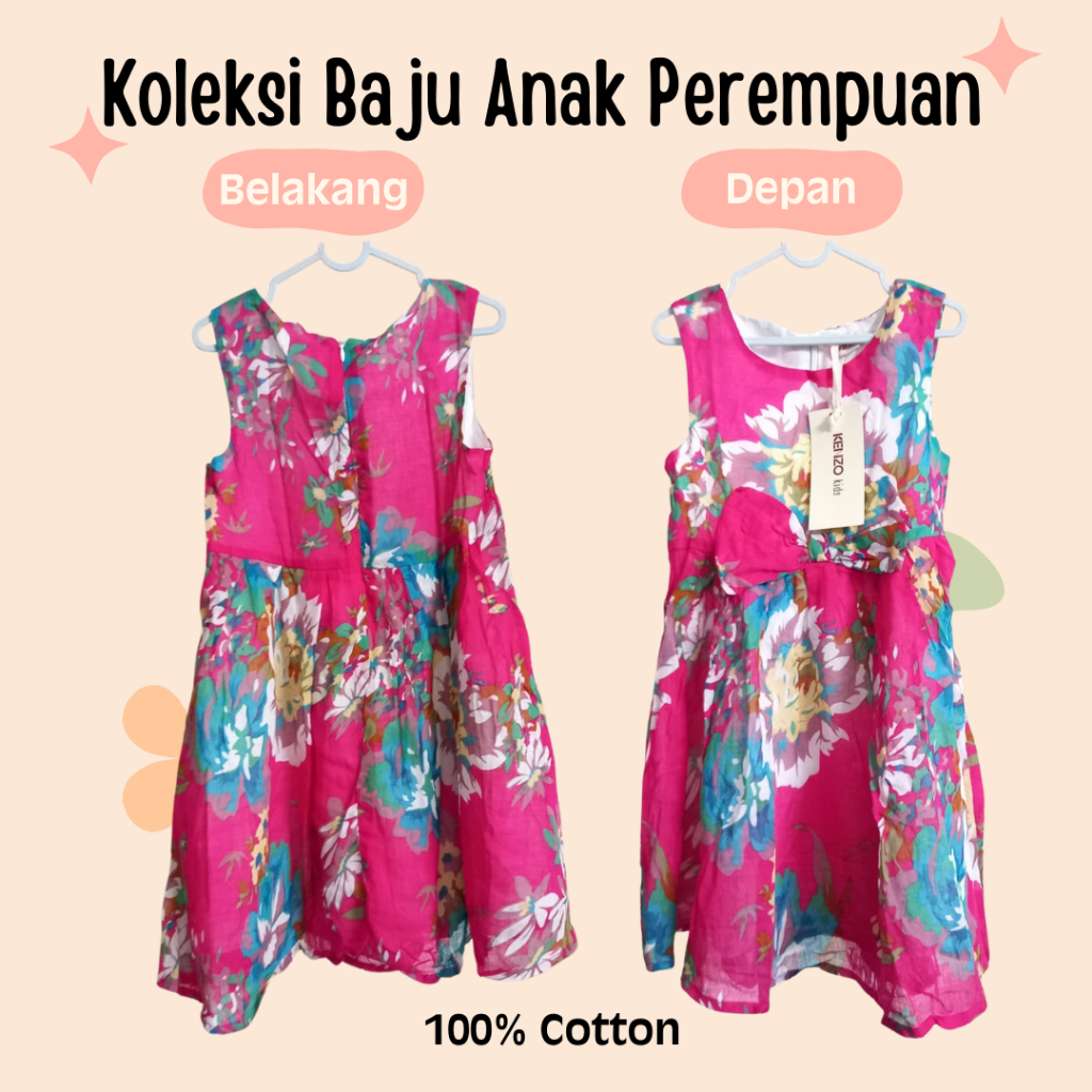 Kenzo Dress Anak / Dress Import / Baju Perempuan Import / Baju Dress Import / Dress Lucu