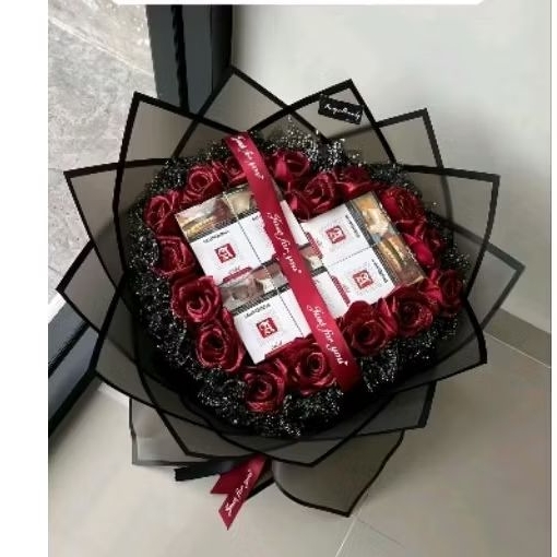 

bouquet untuk para cowo untuk hadiah berbagai jenis 10 tangkai pita satin