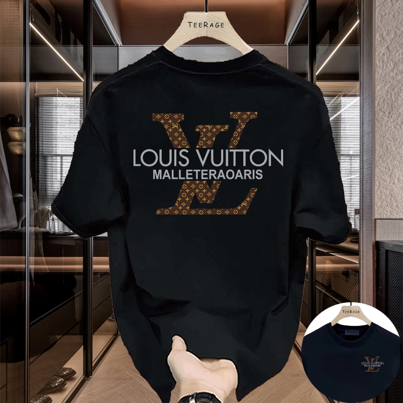 100% Katun | Kaos LV pria Oversize kaos couple branded  Distro, Cotton Heavyweight Kaos Breathable &