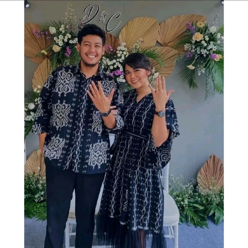SET COUPLE baju tenun hitam - set couple baju pesta - set couple baju keluarga