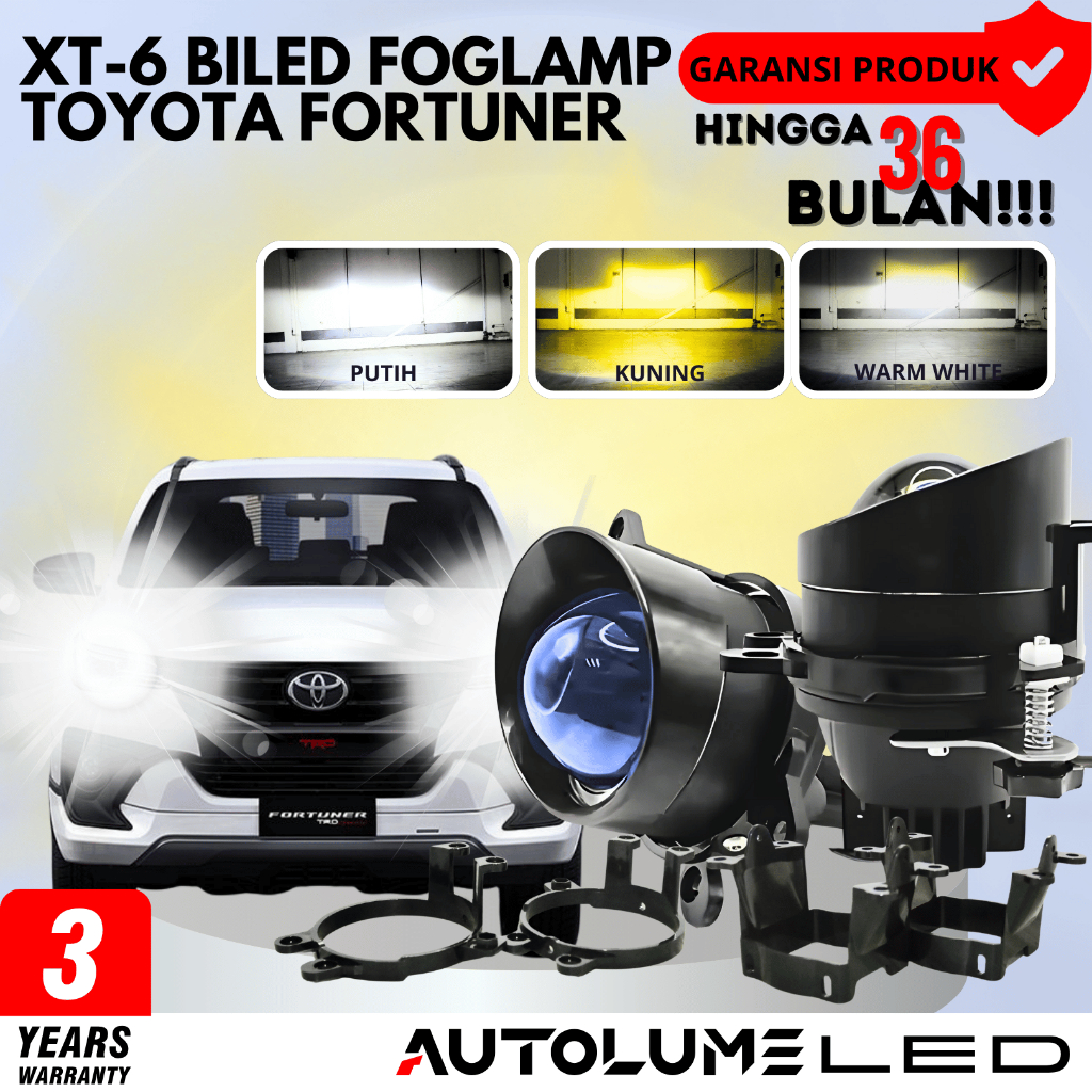 Autolume PROJECTOR FOGLAMP BILED BLUE LENS TOYOTA FORTUNER XT-6 DOUBLE LASER 3 INCHI | LAMPU KABUT 6