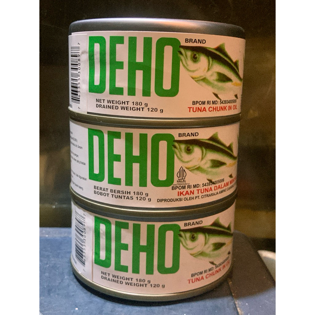 

DEHO Tuna Kaleng 180g TUNA CHUNK IN OIL / Exp.2028
