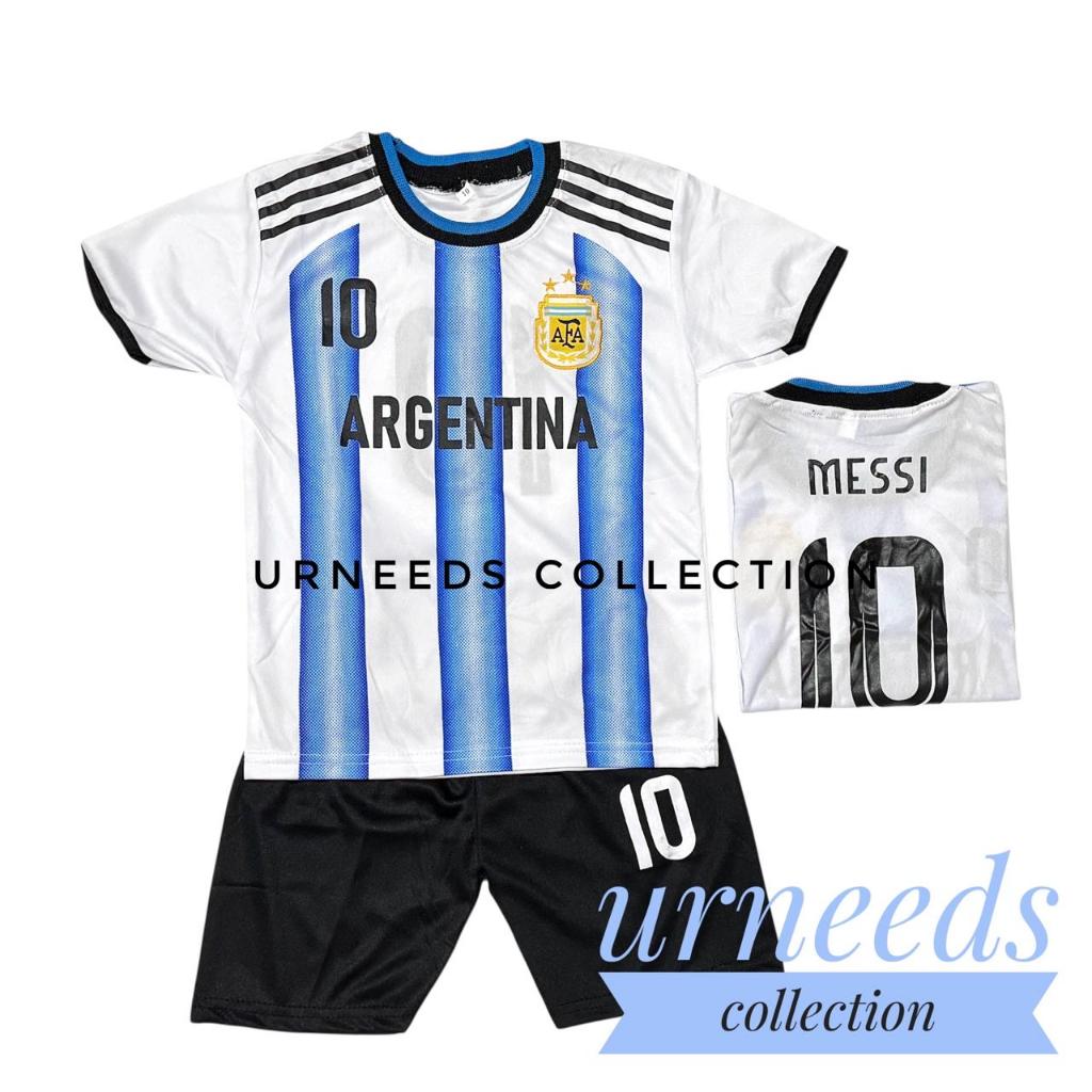 COD / SETELAN BAJU BOLA ANAK TERBARU 2024 TIMNAS ARGENTINA PUTIH MESSI / JERSEY FUTSAL MURAH / SET K