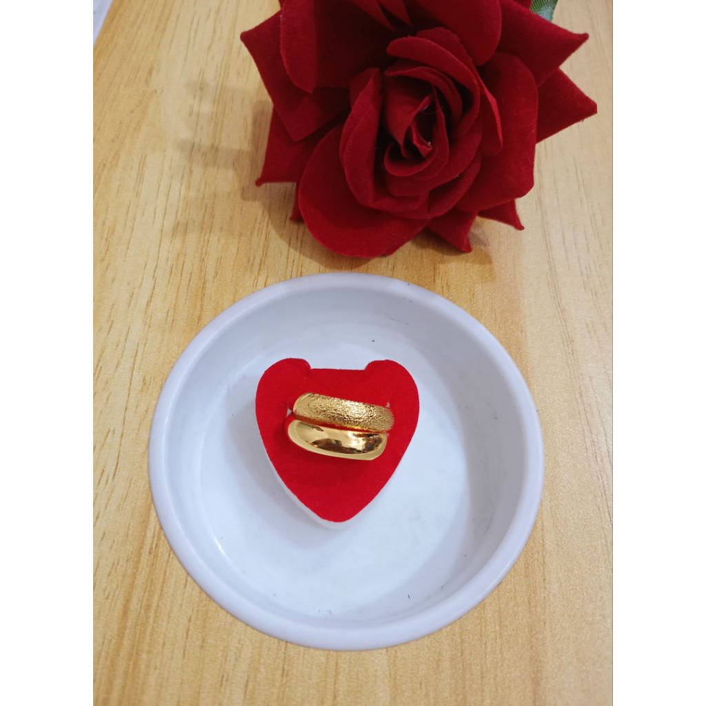 Cincin Lilit Dua Motif Pasiran Polosan Menyerupai Emas Asli Bahan Crum Ori Atau Asli